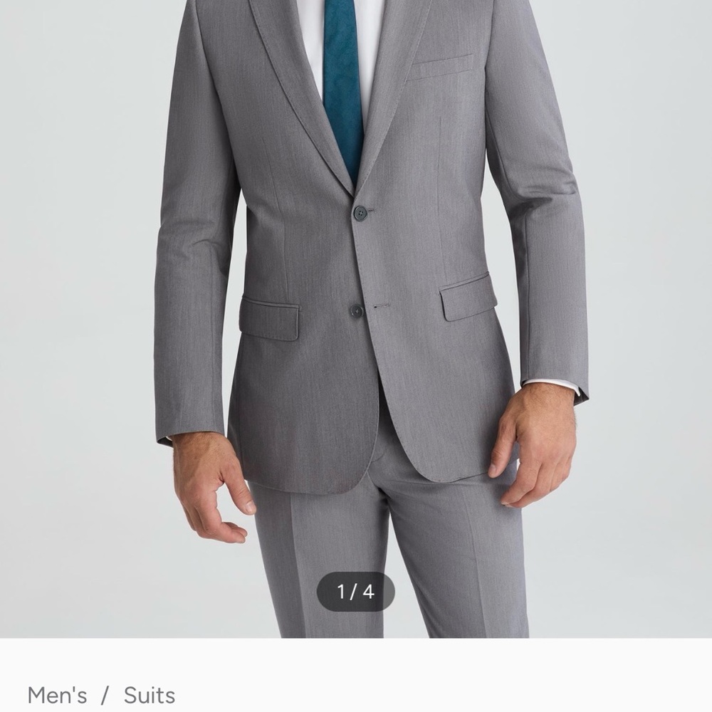 Men's Grey Two-Button Suit Jacket